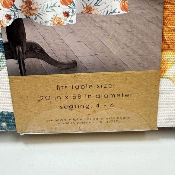 From The Hearth 100% Cotton Orange Floral Fall Pumpkin 70” Round Tablecloth New - Picture 3 of 4